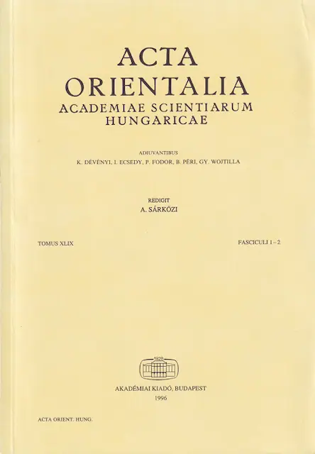 Acta Orientalia Tom. XLIX/1-2. 1996