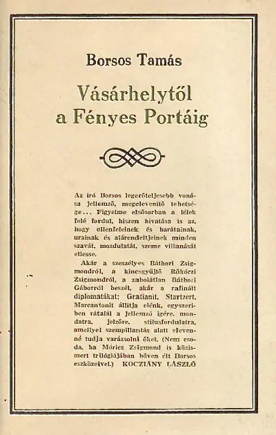 Vásárhelytől a Fényes Portáig